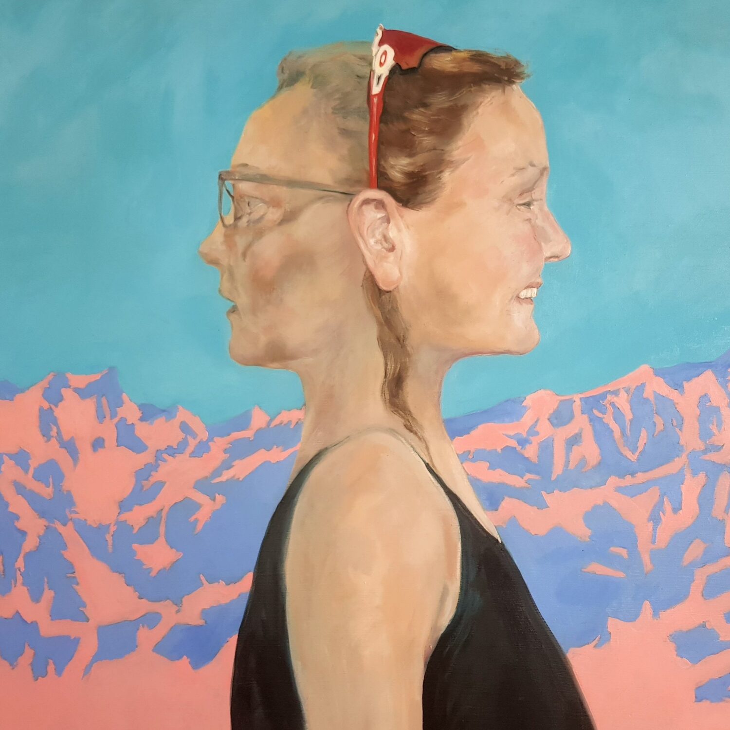 Self as Janus, Oil on canvas, 65 × 65 cm, 2020